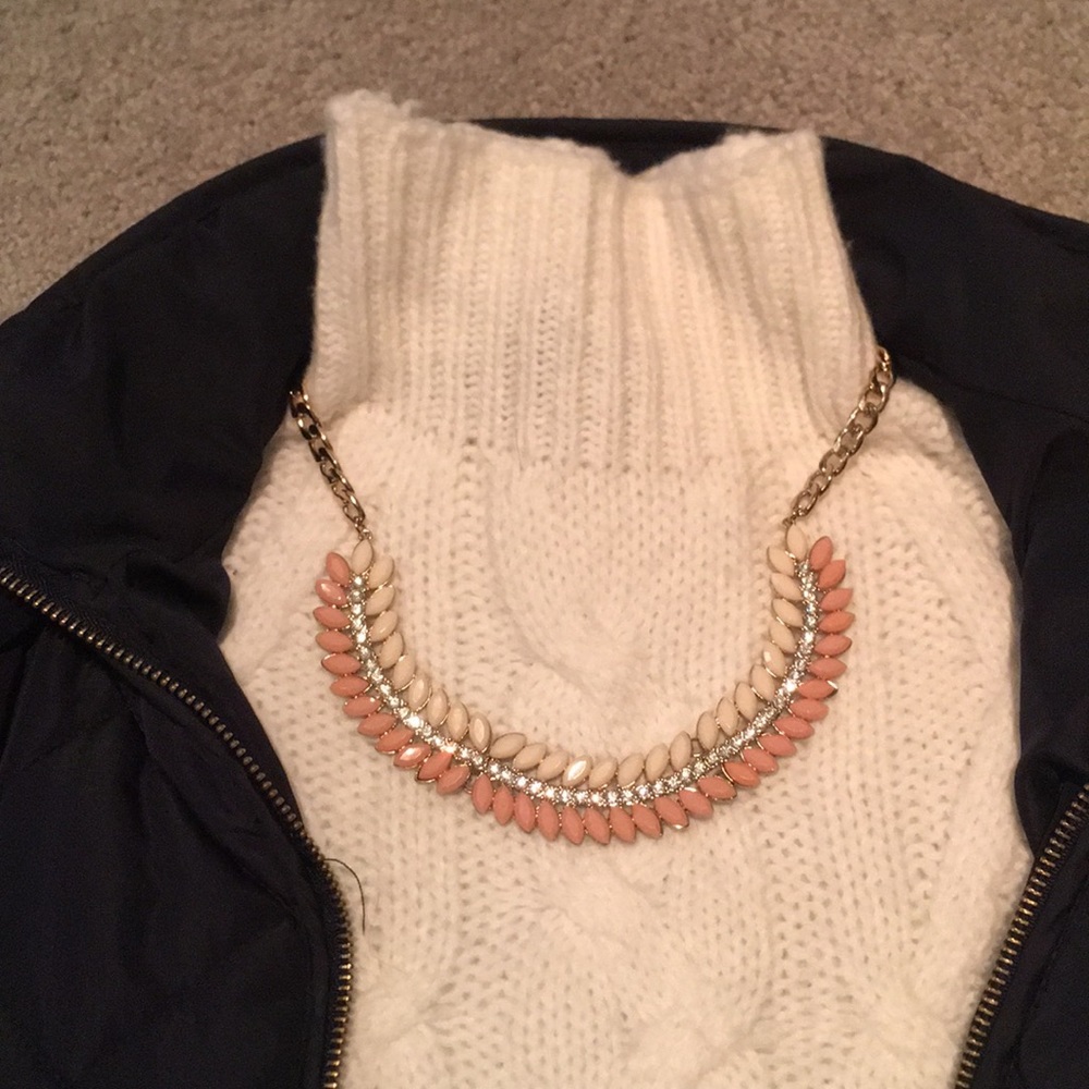 Pale pink and gold statement necklace